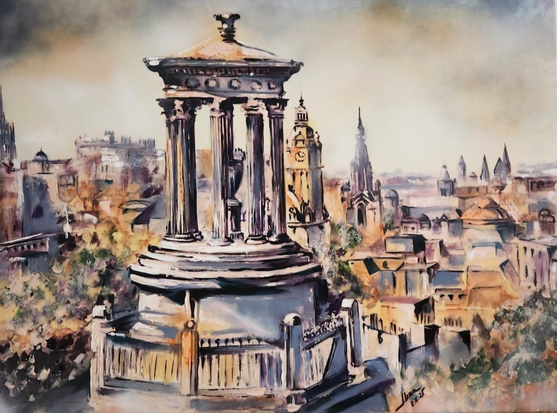 ArteDiAlina.com painting: Dugald Stewart Monument